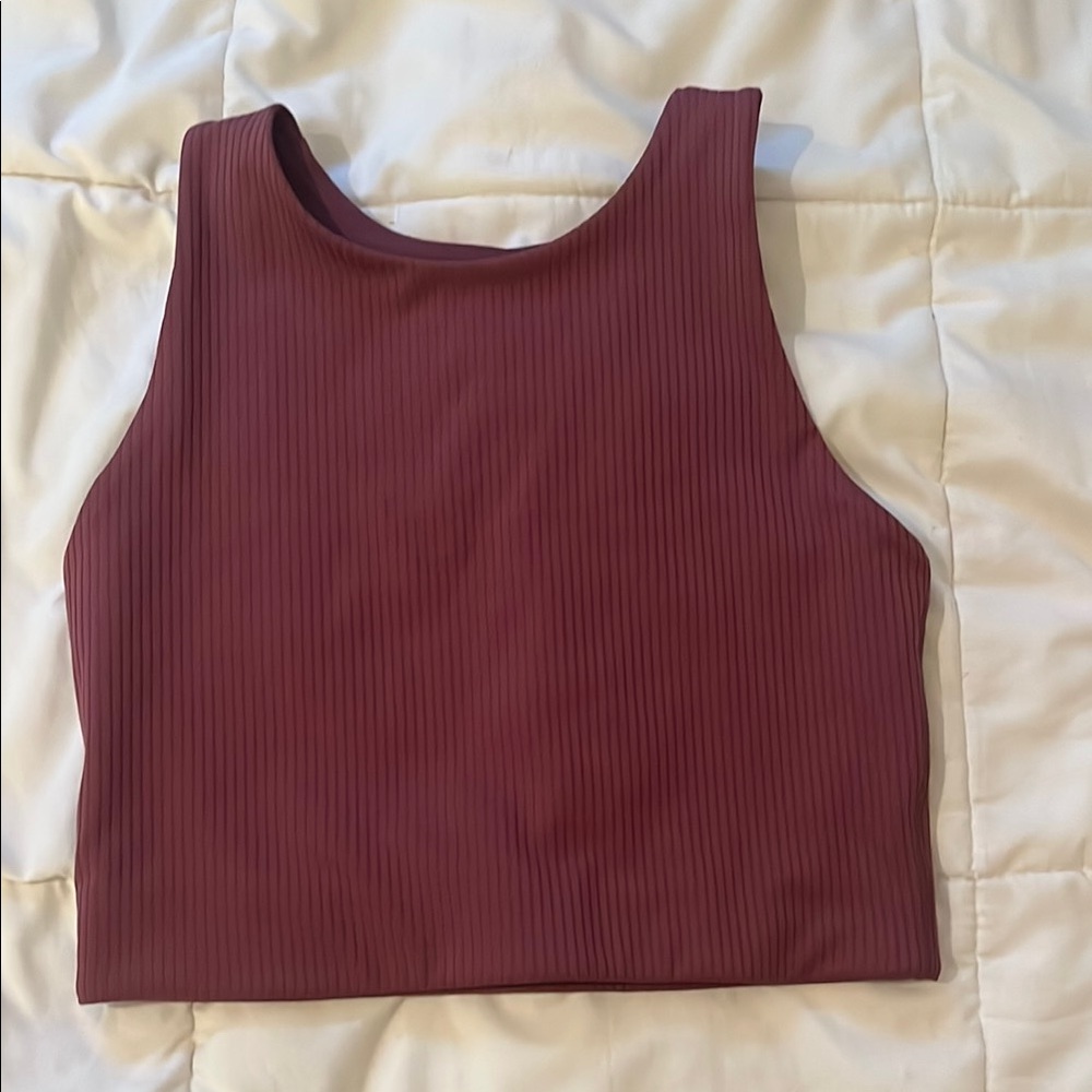 Girlfriend Collective Red Ribbed Crop Tank Top